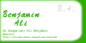 benjamin ali business card