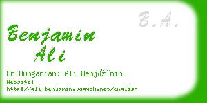 benjamin ali business card